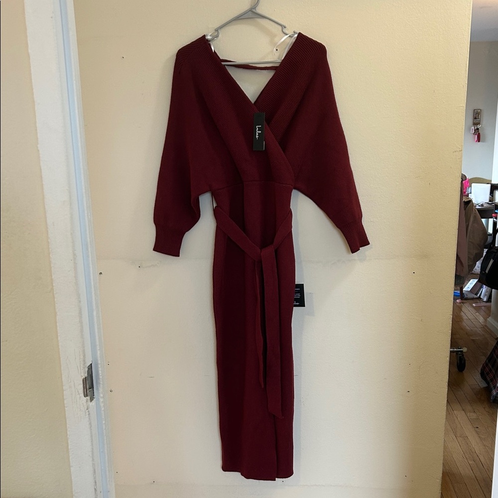 Lulu's Burgundy Long Sleeve Dress